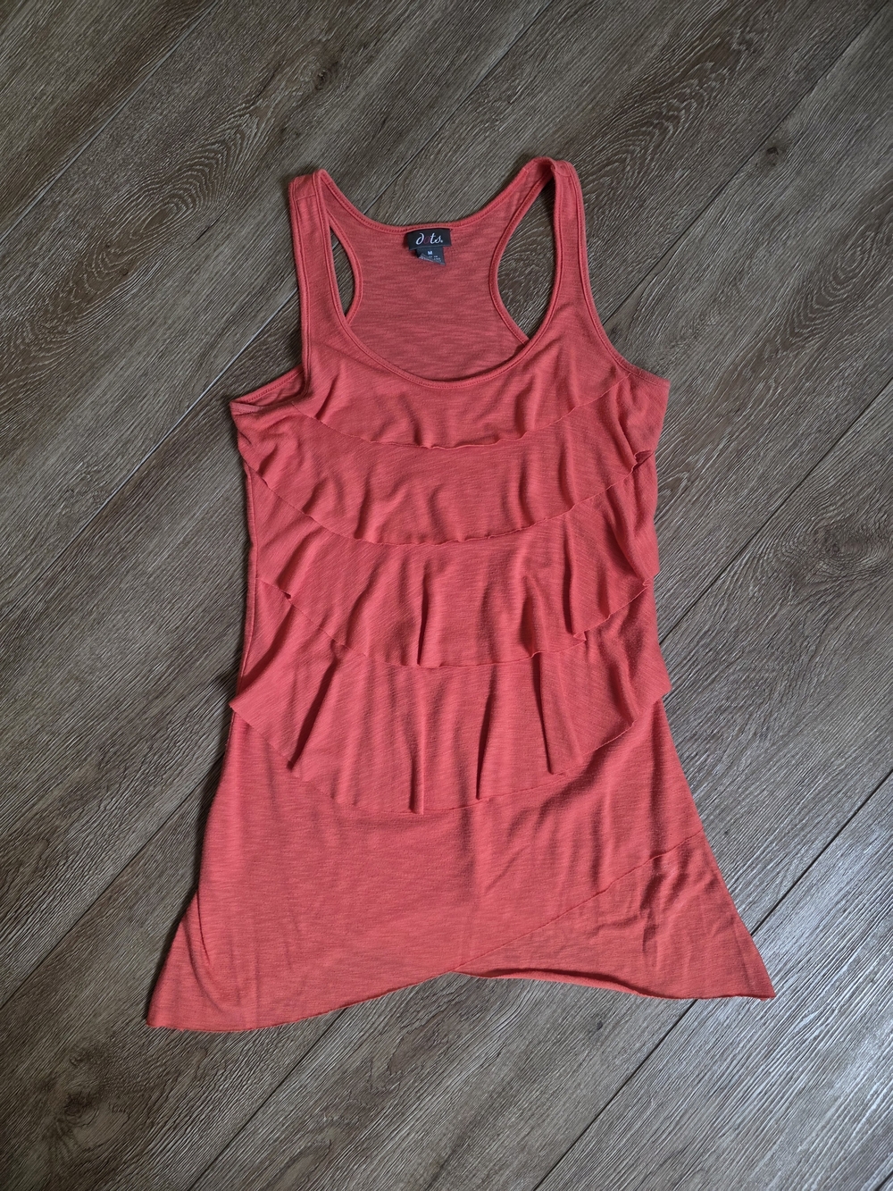 Dots Coral Tiered Ruffle Racerback Tank